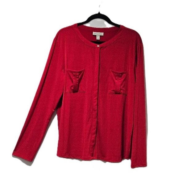 Dana Buchman Tops - DANA BUCKMAN RED TAILORED HIDDEN BUTTON BLOUSE   XL